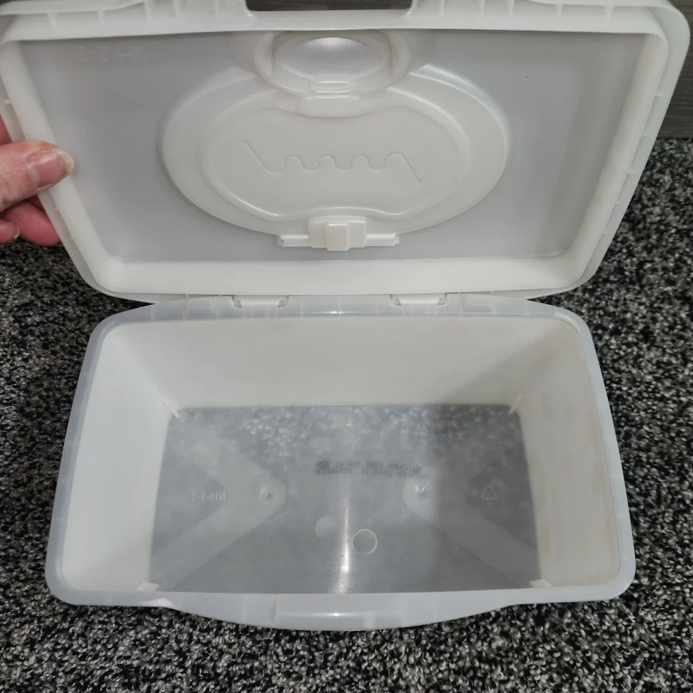 Huggies Baby Wipes Container EMPTY Wipe Case Holder White Leaves Circles Nature